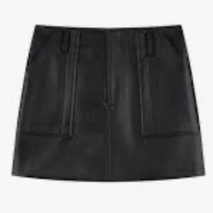 Coach A-line Leather Mini Skirt Black Small